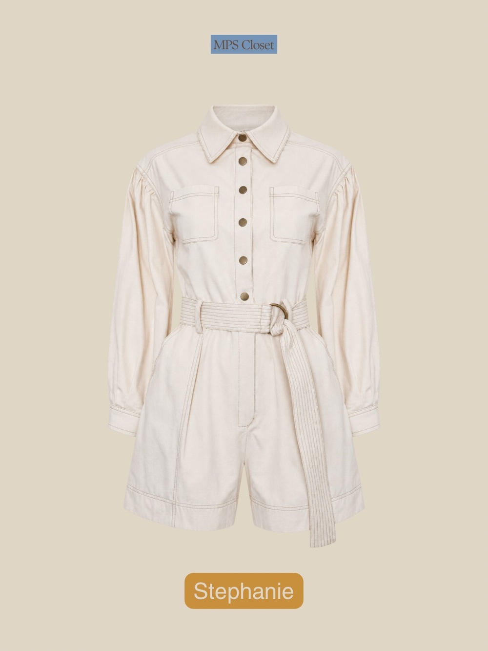 HUNTER BELL Emmett Ivory Denim Romper